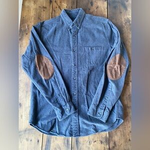 J. Crew Casual Blue Shirt with Brown Elbow Patches